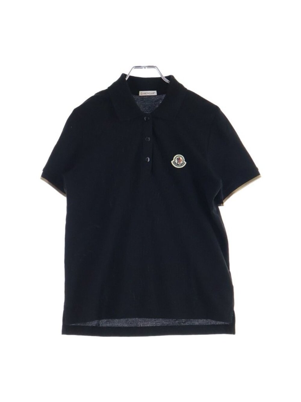Moncler Patch Logo Cotton Short Sleeve Polo Shirt Black